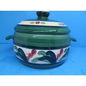 Gail Pittman Juniper Covered Bean Pot Double Handled  Casserole